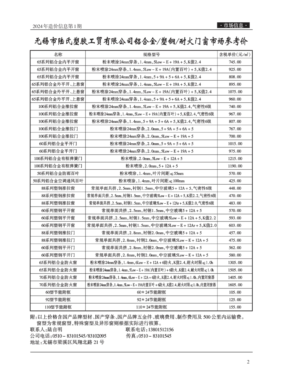 无锡市2024年1月（第一期）市场价格信息-工程造价信息.pdf_第3页