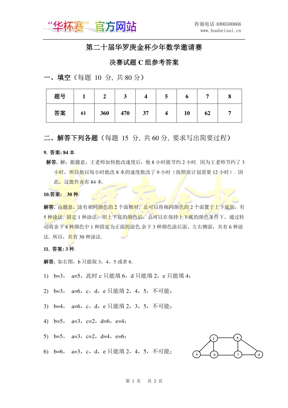 第20届华罗庚金杯少年数学邀请赛决赛试卷_小中C详解.pdf_第1页