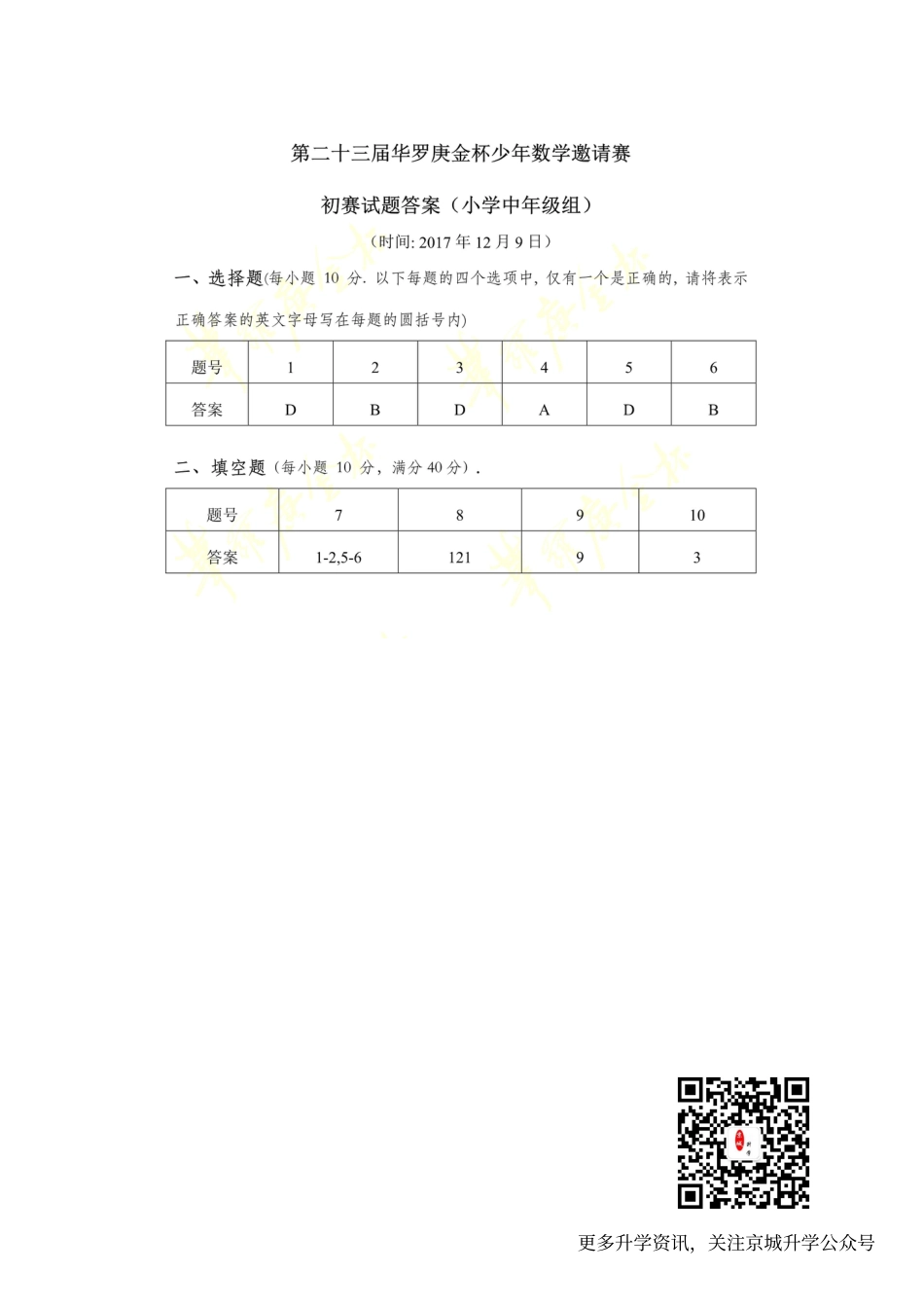 第二十三届华罗庚金杯少年数学邀请赛小中组初赛+答案.pdf_第3页