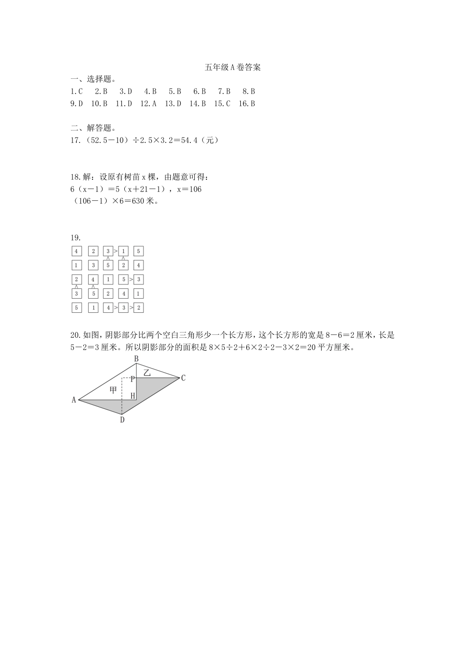 第22届WMO数学创新讨论大会地方初赛五年级初赛A卷答案.doc_第1页