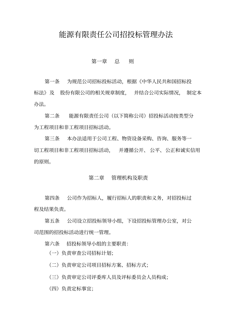 能源有限责任公司招投标管理办法.pdf_第1页