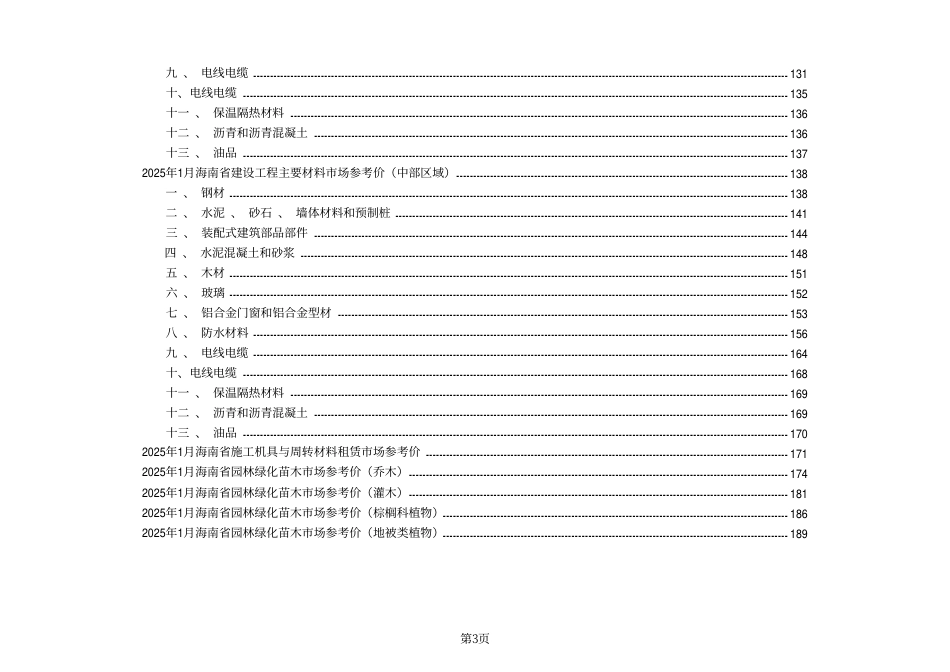 2025年1月海南省建设工程主要材料、园林绿化苗木、施工机具与周转材料租赁市场参考价-海口、三亚信息价.pdf_第3页