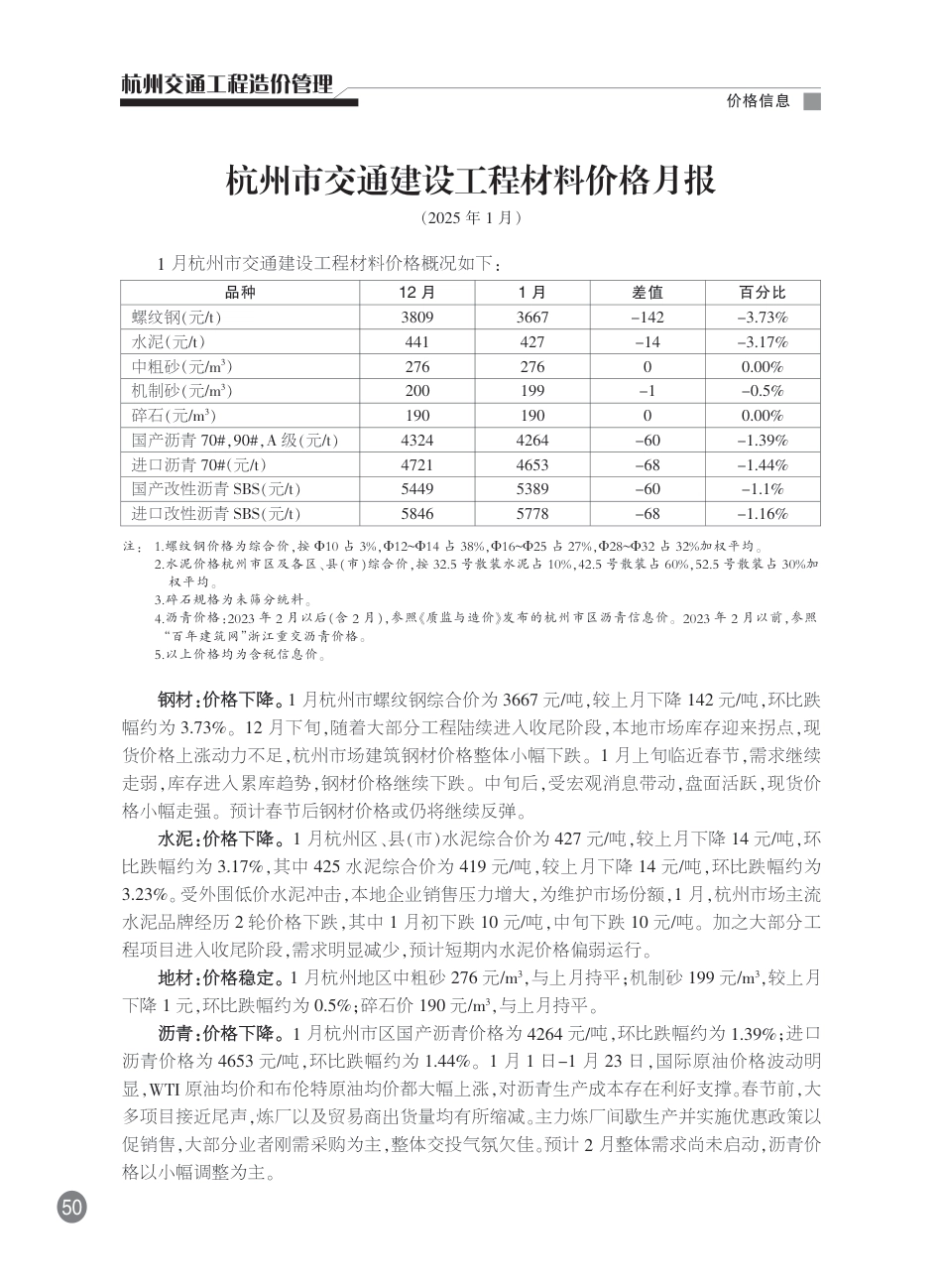 2025年1月刊《杭州交通工程造价管理》-价格信息.pdf_第3页