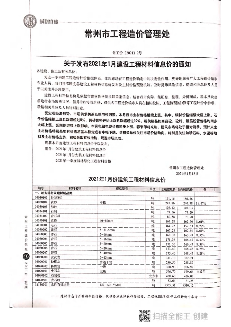 常州工程造价信息2021年1月-信息价.pdf_第1页