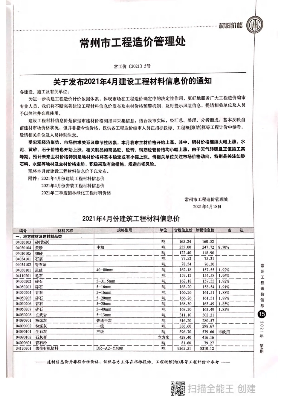 常州工程造价信息2021年4月-信息价.pdf_第1页