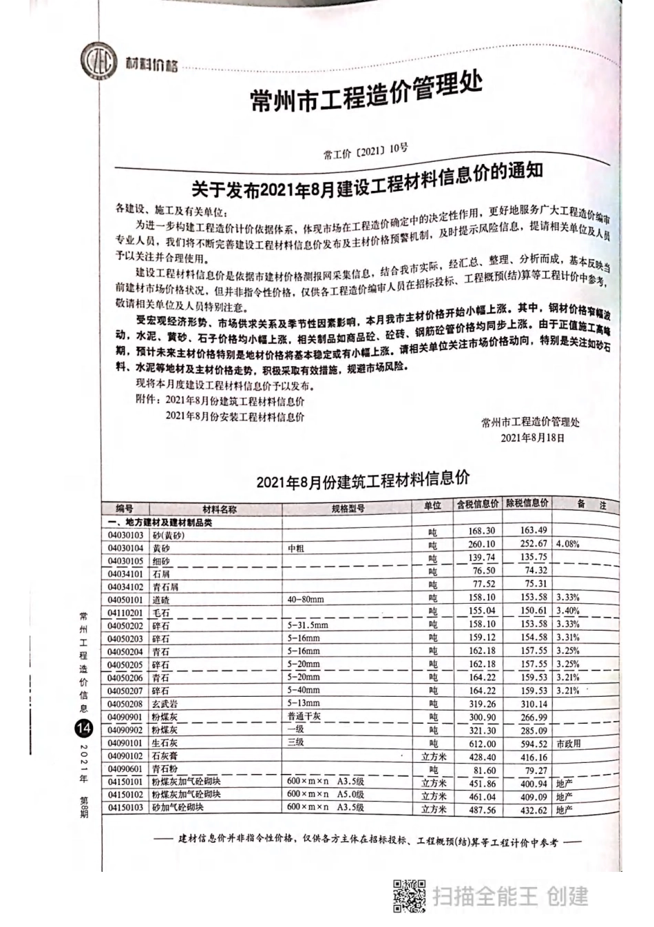 常州工程造价信息2021年8月-信息价.pdf_第3页