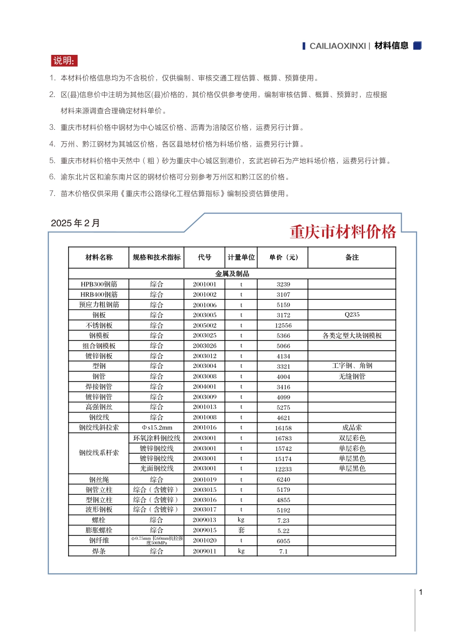 重庆市交通工程材料价格信息2025年第三期.pdf_第3页